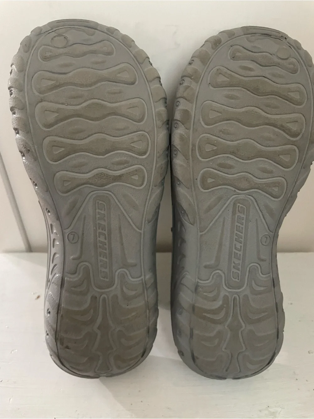 Skechers Gray Sandals with Pastel Multi-Color Straps